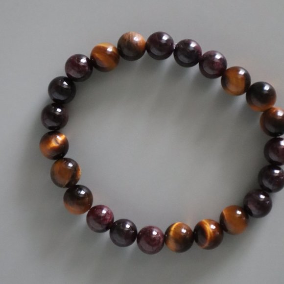 Tiger's Eye and Garnet Stretch Bracelet - Picture 5 of 13